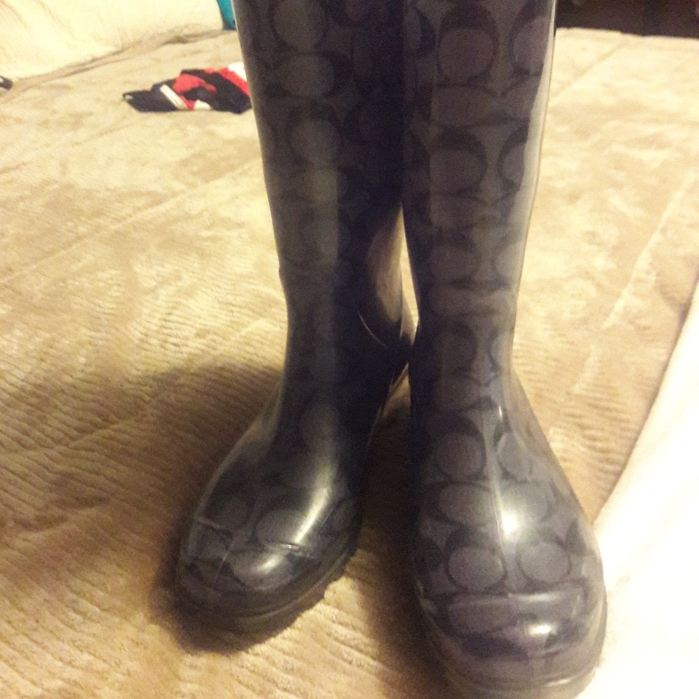 Blue coach rain boots
